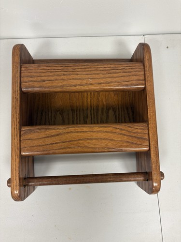 VTG Farm House Paper Towel Holder 2 Shelfs Hand Crafted Solid Wood Wall Hanging - Picture 5 of 7