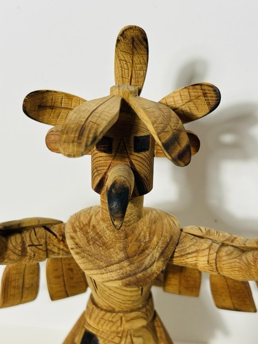 Vintage Late 90s Apache Eagle Kachina by Artist ROBERT PLATERO Raw Wood Signed - Bild 2 von 13