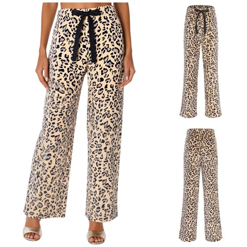 Womens Costume Cartoon Trousers Flannel Long Pants Casual Leopard Vacations - Picture 6 of 33