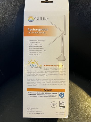 OttLite Travel LED Task Lamp with ClearSun LED Technology Cordless, Digital Disp - Picture 3 of 3