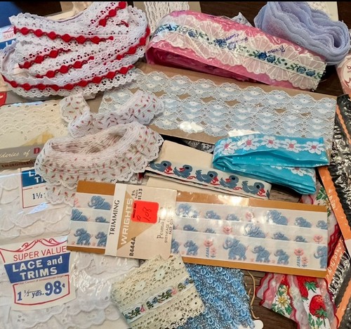Huge Lot Vtg Lace Crochet Trim Eyelet,Gimp,Ribbon Edging-Sewing Doll Craft 3lbs - Picture 15 of 24