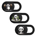 3PCS Phone Camera Cover, 0.02 Inch Laptop Webcam Cover Panda is smiling - black