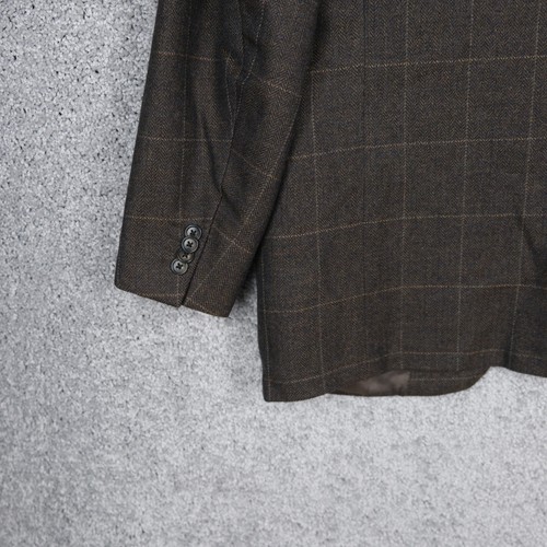 CORNELIANI VOGUE MEN'S WOOL BLAZER size 52 / L BROWN CHECK PLAID ITALY JACKET - Picture 7 of 8
