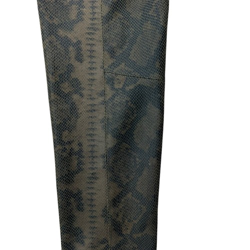 Pantalones ajustados Philosophy L marrón oliva estampado piel de serpiente imitación cuero nuevos con etiquetas - Imagen 5 de 10