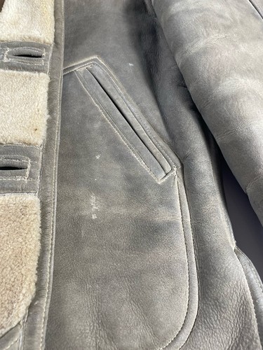 1950s Abercrombie & Fitch Shearling Ranch Coat Sz 44 USA Vintage Suede Leather - Picture 2 of 12