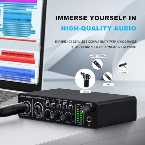 Bomge U204 USB Audio Interface für PC Computer Aufnahme Musik 2x2 Gitarre - Bild 3 von 6