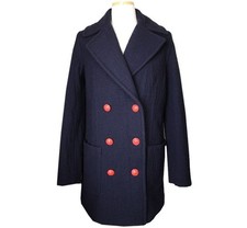 Zadig & Voltaire Marine Red Button Wool Blend Coat 44 26810559