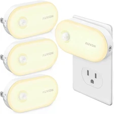 AUVON Night Light Plug in with Motion Sensor (120 A - 4PACK, A-Warm White 