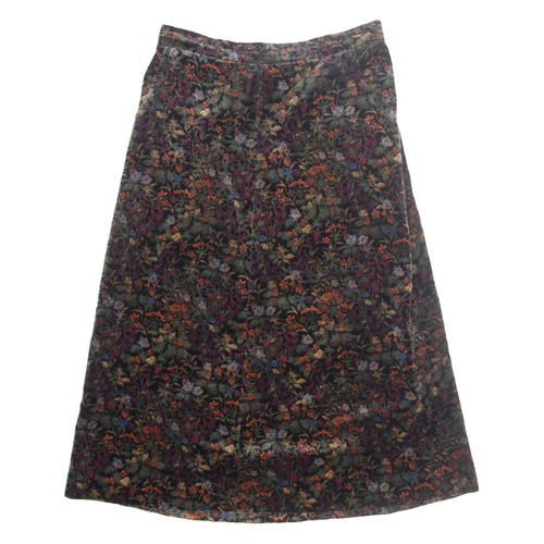 Womens Straight Skirt Black Midi Velvet Floral M