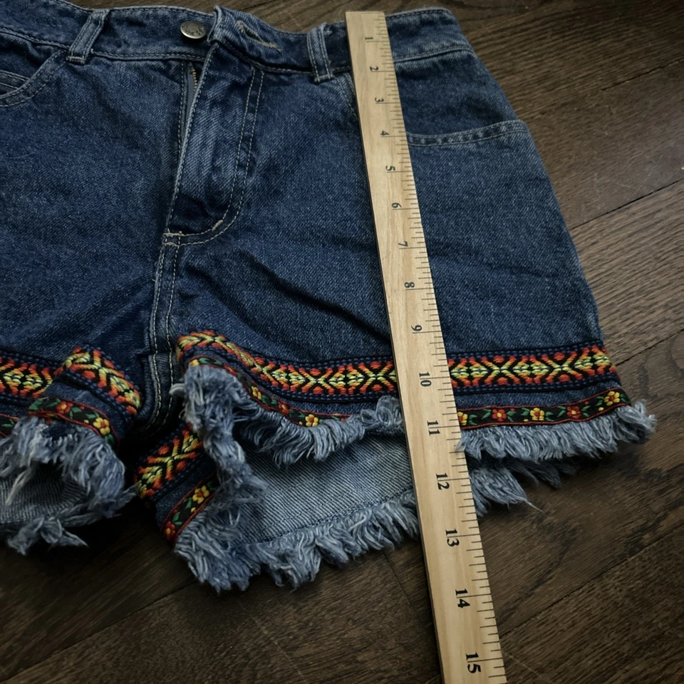 Jean Paris Blues Originales EE. UU. Algodón Denim Floral Bordado Corte Azul Talla 3 Foto 3 de 4