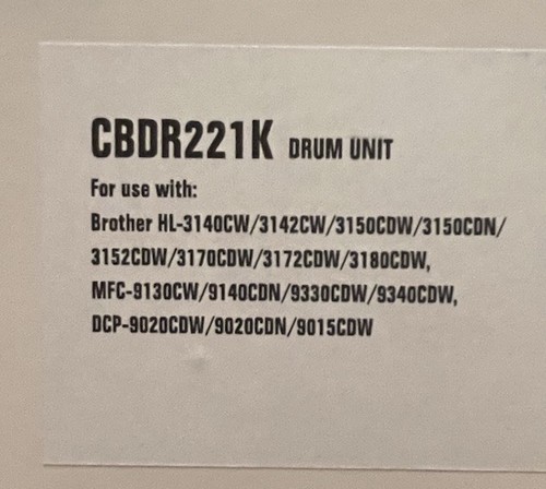 Premium Compatible Laser Toner Cartridge CBDR221K - Compatible With Brother - Picture 3 of 5