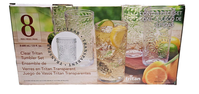 #ad Tristan From Eastman Clear Tritan Tumbler 8 Piece Set 23 Fl Oz $23.99
