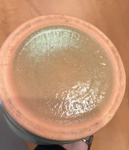 Juego de dos botes verdes pradera cerámica Frankoma de colección. Chip On One Lid - Imagen 10 de 10