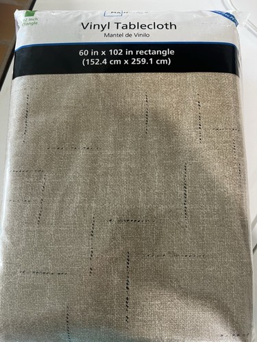 Mainstays PEVA Vinyl Rectangle Tablecloth 60”x102” NEW Beige with light pattern