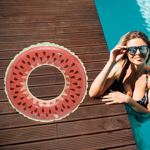2p Inflatable Pool Floats Fruit Tube Rings,Watermelon Swim Ring Strawberry - Picture 4 of 8