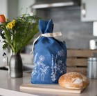 Helen Round Linen Bread Bag - Garden Design - Indigo