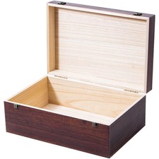 Wooden Storage Box with Hinged Lid and Front Clasp, Large Wood Storage Box, W