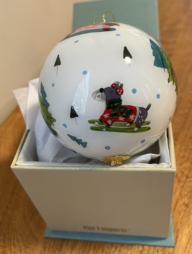 Pier One 2019 Li Bien Decorazione Natalizia Dipinta A Mano Cani Sci Boxato - Foto 10 di 15