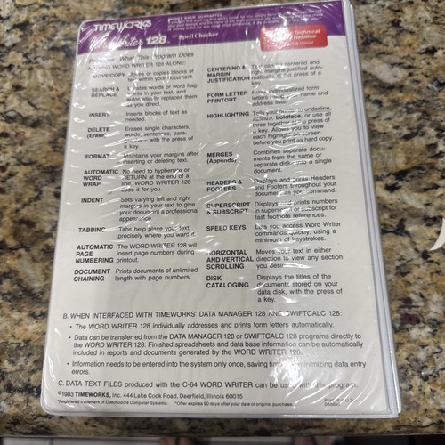 TimeWorks Word Writer 128 and TimeWorks WITH Spell CHECKER - Afbeelding 2 van 9