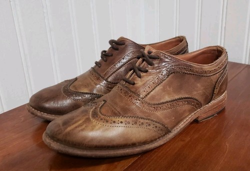 Bed Stu Cobbler Series Oxford Wingtip Beown Leather Shoes Womens 10 Disressed - Bild 3 von 8