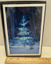 Hallmark Christmas Cards Box of 16 + 17   Envelopes, Tree, Blue