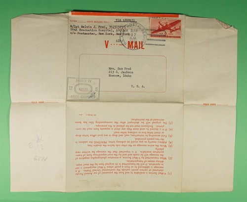 DR WHO 1943 WWII CENSORED VMAIL APO 668 CASABLANCA MOROCCO TO USA R05346