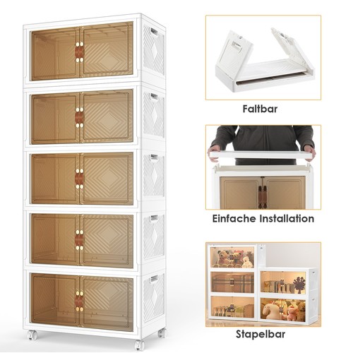 Tragbarer Schrank Faltbare Aufbewahrungsbox Transparente Lagerbox mit Rollen DE - Bild 2 von 42