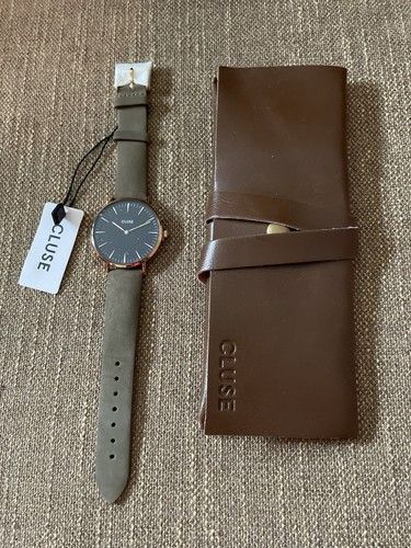 CLUSE of Amsterdam Watch. Leather Strap Black Dial w/ Rose Gold NWT Incl, Case - Picture 2 of 8