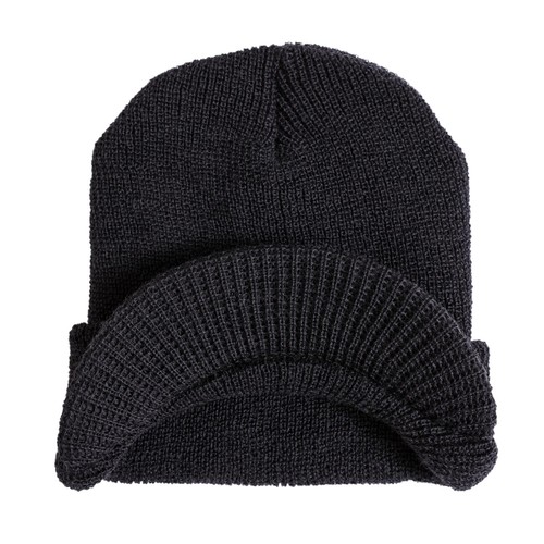 Winter Beanie Cap with Visor, 100% Wool, Made in USA - Genuine G.I. (1, Black) - Bild 2 von 7