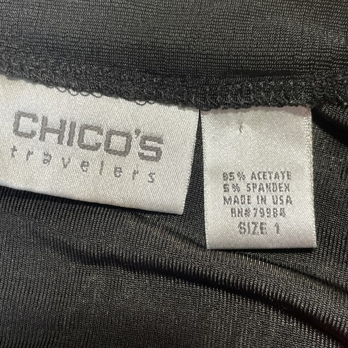 CHICO'S Travelers Mujer Negro con Rojo Floral Top Manga 3/4 Talla 1 (Mediano) - Imagen 7 de 9