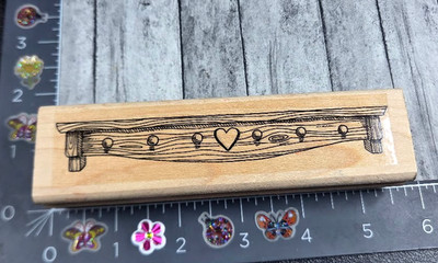 Stampin' Up! Wood Shelf Hearts Knobs Coat Rack Rubber Stamp Wood #H1