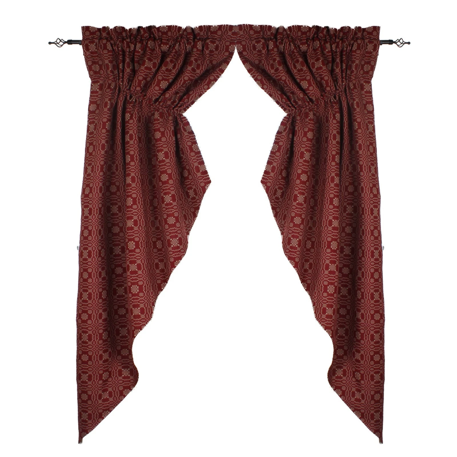 New Primitive Coverlet RED LOVERS KNOT PRAIRIE SWAGS Panels Curtains