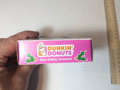 DUNKIN DONUTS GLASS ORNAMENT KURT ADLER 2007 pink W/ SPRINKLES NEW IN BOX - Picture 5 of 10
