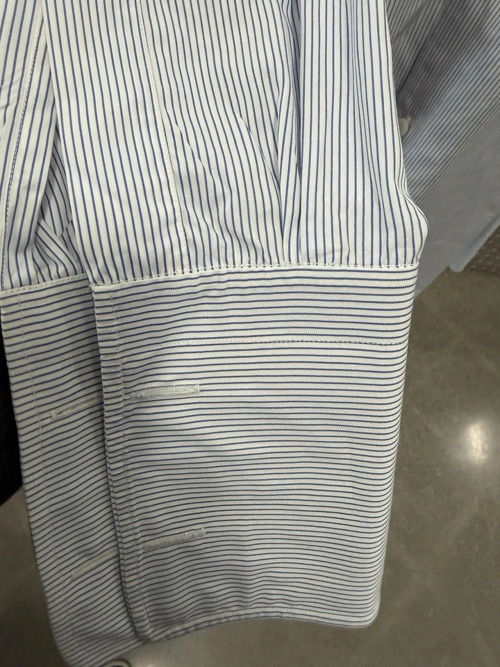 Camisa CHARVET Francia Azul Blanco Rayas Puños Franceses Ver Medidas LEER Defectos Foto 3 de 4