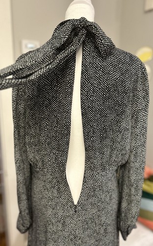 Brooks Brothers NWOT 100% Silk Dress Black White Dots High Neck Tie Midi 8 - Picture 8 of 17