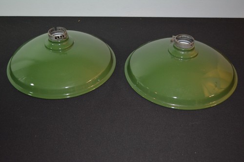 Plafoniera industriale smaltata porcellana antica paralume (2) verde 12" - Foto 2 di 10