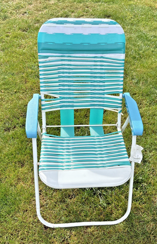 Jelly PVC Vinile Tubo Y2K Vintage Plastica Pieghevole Prato Spiaggia Sedia Blu TEAL - Foto 1 di 18