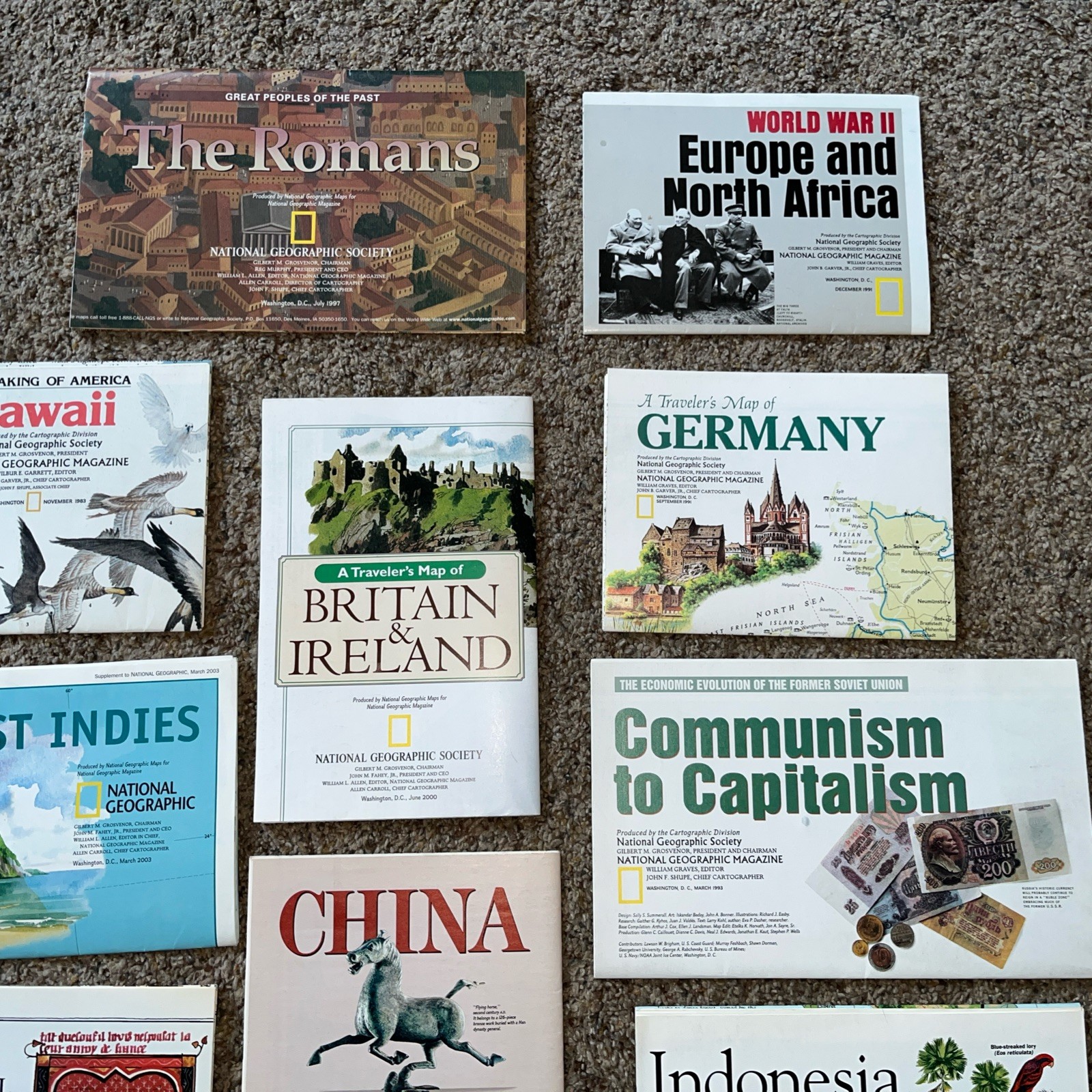 NATIONAL GEOGRAPHIC MAPS LOT OF 17 THE MIDDLE EAST, CHINA, EUROPE 1980-2003 