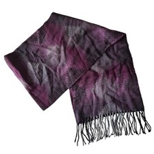 Purple Multi Inca / Aztec Pattern Rectangular Scarf w Fringes - Size 11" X 66"