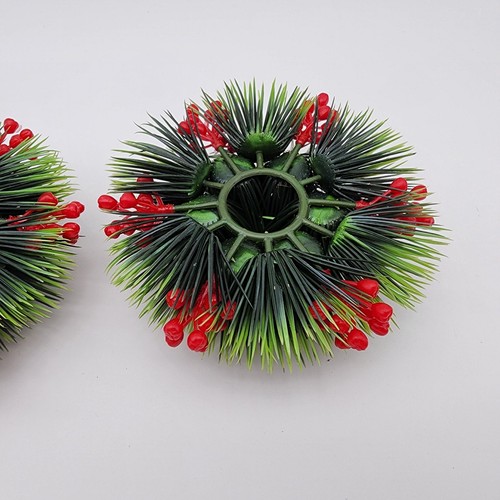 Vintage Set of 2 Artificial Pinecone Berry Christmas Candle Rings 5 Inch - Picture 6 of 6