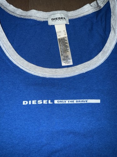 DIESEL Vintage ONLY THE BRAVE Men's Tank Top Blue Sleeveless Shirt - Medium - Picture 3 of 9