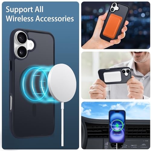 Magnetic Case Case, Translucent Matte Back Frosted Anti for iPhone 16 Black - Picture 4 of 8