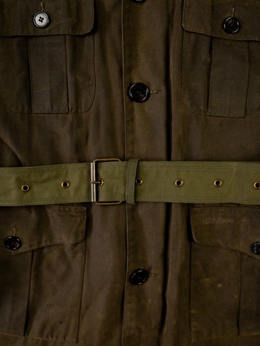 Barbour Nueva Chaqueta Militar Field Utily Cera Para Hombre Grande Verde Oliva Cinturón Polo - Imagen 4 de 14