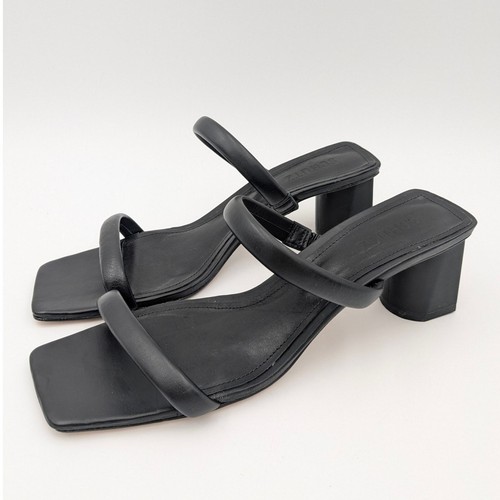 Schutz Ully Lo Nappaleder Blockabsatz Sandale Damen Schwarz Größe US11B EU43