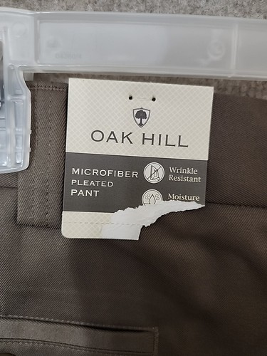 Pantalone elegante Oak Hill microfibra plissettato uomo 44x30 tortora scuro NUOVO - Foto 6 di 9