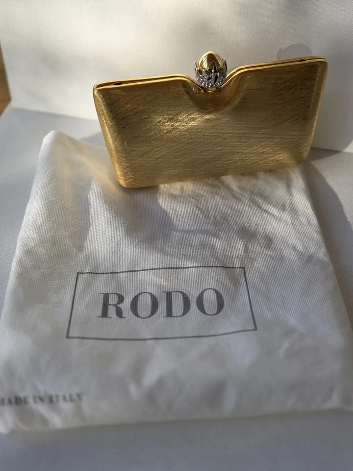 ESTATE RODO ITALY HARD SHELL RHINESTONE Goldtone HANDBAG - Image 2 of 4