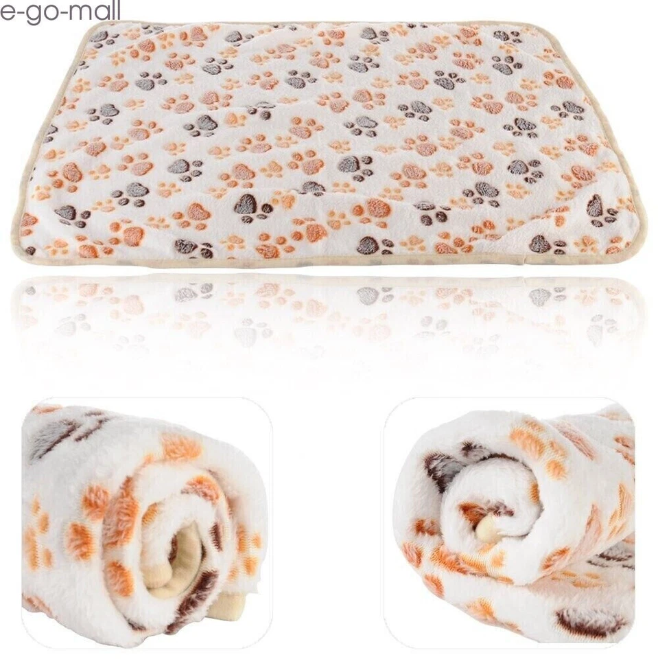 3Pack Warm Pet Mat Small Paw Print Cat Dog Puppy Fleece Soft Blanket Bed mat - Image 4 of 4