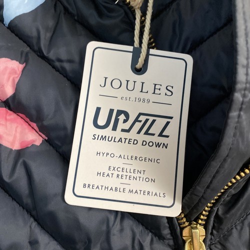 Gilet imbottito Joules donna blu trapuntato caldo taglia US 12 zip tasche floreali T17 - Foto 6 di 8