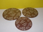 New Temp-tations by Tara, Brown Floral Lace Glass Round Set Of 3 Brown Trivets