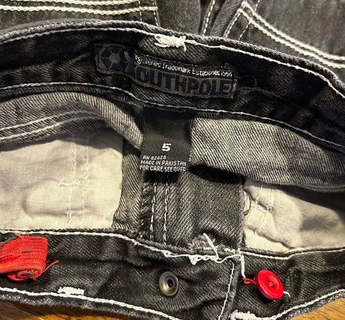 Vintage SouthPole Boys Black Denim Jean Shorts Size 5 Adjustable Waist - Picture 4 of 5